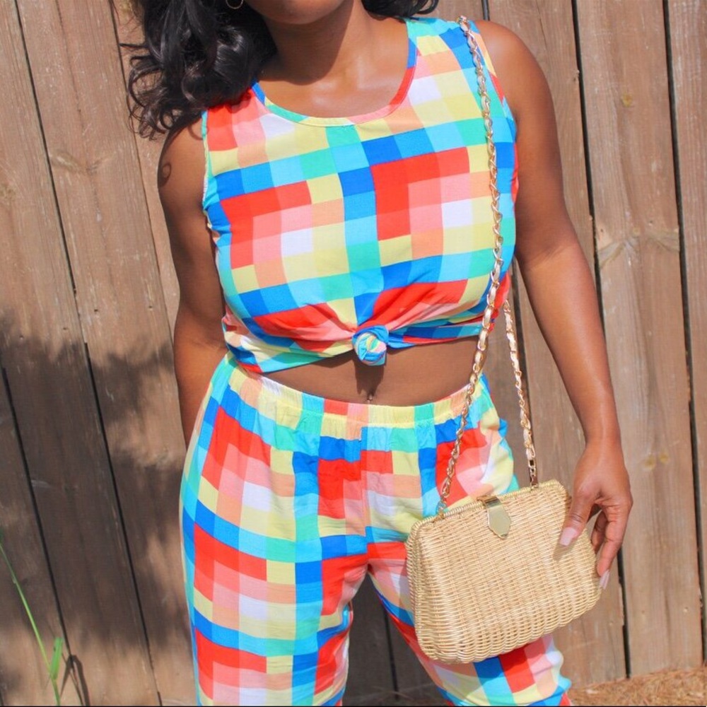 Color Block Pant Set (2 Piece)